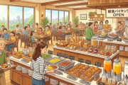 【画像】朝食バイキング会場に来た！