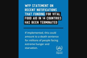 トランプ政権、WFP（世界食糧計画）への資金提供打ち切り。WFP「飢餓に苦しむ数百万人への死刑宣告」