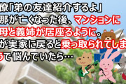 同僚「弟の友達紹介するよ」旦那が亡くなった後、マンションに義母と義姉が居座るようになってしまった。私が実家に戻ると乗っ取られてしまいそうで悩んでいたら…