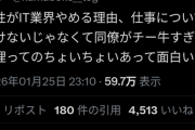 【悲報】女性がIT業界を辞める理由、「チー牛」が原因だったｗｗｗｗ