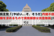 立憲民主党「(やばい...そ、そうだ)内閣不信任案は退陣を求めるもので衆院解散は民意無視(ﾁﾗｯﾁﾗｯ)」