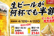 スーパー「缶ビール1杯150円」　居酒屋「ビール1杯500円」←！？