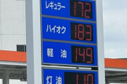 【悲報】ガソリン価格､9カ月ぶりに170円台に上昇  補助金縮小で今後も上がる見通し