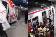 【動画】インドネシアで停車していた電車に後続列車がめり込む大事故。