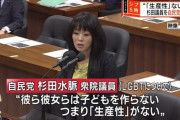 自民・杉田水脈、やっと謝罪「生産性のないLGBTに税金を使う大義名分はない」発言で