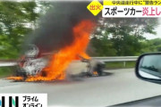 スポーツカー（トヨタ86）が炎上。中央道走行中に“警告ランプ