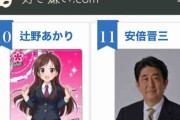 【朗報】辻野あかりさん、好感度ランキングで安倍晋三と並ぶ