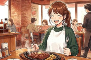 【悲報】いきなりステーキさん、コラボでお客さんにとんでもないエプロンをつけさせるｗｗｗ