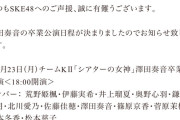 SKE48澤田奏音の卒業公演日程が6月23日に決定