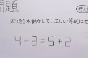 【仰天】「4－3＝5＋2」のぼうを1本動かして正しい等式にせよ。パズルデザイナーの小4息子が考案した間題が超難問！！