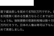 【悲報】フェミニスト「寿司ペロは賠償6700万円なのに女性を舐めても数十万円。日本の女性の人権は寿司以下」