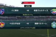 ◆Ｊ１◆36節 14時KO 残留争い2試合 湘南0-2で仙台破り残留に前進！徳島PKのピンチを凌ぎ0-2でFC東京破り望み！