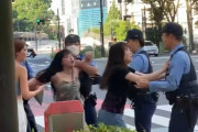 中国人の女が、日本の警察をボコボコに蹴る様子がツイッターで話題  [7/18]