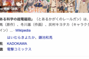 「とある科学の超電磁砲」の方が「とある魔術の禁書目録」より人気あるという事実ｗｗｗｗ