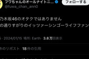 フワちゃん『私は乃木坂46のオタクではありません。ただの通りすがりのイッツァーシンゴーライフファンです。』