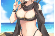 【FGO】 Wピースする水着沖田さん！！　黒い方の水着もいいよね