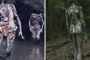 海外「美しい」「怖い…」日本人アーティストが作り出す人型の流木アートに海外ドッキリ（海外反応）