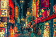 海外「日本、東京のネオンが光る通りで写真を撮った」素晴らしい一枚だね。アニメのスクショみたいだ
