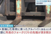 フォークリフトの先端が膝に刺さりアルバイトの男性死亡　兵庫・姫路市
