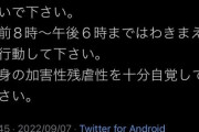 【画像】女性「男は加害するので午後6時から午前8時まで外出禁止。それ以外の時間は弁えて過ごしてください」