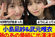 【櫻坂46】小島凪紗&武元唯衣、念願のあの番組に出演決定！！