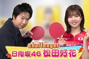 【60秒チャレンジ】日向坂46・松田好花 レジェンド水谷のサーブを打ち返せ！｜世界卓球ヤミツキTV