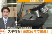 【悲報】今年の花粉､去年の12倍でレベチだった ｢過去26年で最高 非常に多いどころではない｣