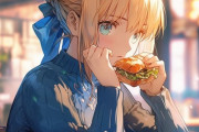 【FGO】サンドウィッチ食べてるアルトリアイラスト！！　美味しそうですね！！