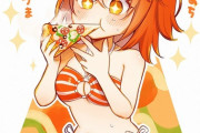 【FGO】にじおむさんの水着姿でピザを食べるぐだ子ちゃん！　水着ぐだ子可愛いぞ！