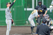 阪神・湯浅　シート打撃で３連打許すも、いきなり１５５キロ計測　ＷＢＣ球を使用