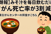 【朗報】みそ汁を毎日飲むだけで胃がん死亡率が3割減 ← 国立がんセンターの調査がこちら