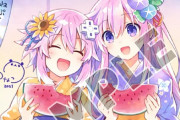【ネプテューヌ】つなこ氏が描いた『ネプテューヌ＆ネプギア』のチャリティーイラストが可愛い