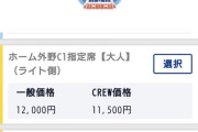 【悲報】神宮外野席12000円で販売も売れ残り500円で投げ売り