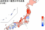 【画像】２０１９年の都道府県別平均身長ランキングが発表ｷﾀ━━━━(ﾟ∀ﾟ)━━━━!!