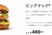 ワイ「ビッグマック食べよ。360円ぐらいやろな～まあでも値上がりして390円ぐらいかな…」