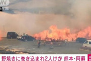 火付け役の男性2人が野焼きに巻き込まれ病院搬送 1人は全身やけど 阿蘇市･熊本