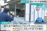 リニア工事現場付近の地盤沈下、止まらない