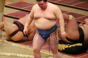 正代、一度に2人の力士をなぎ倒す