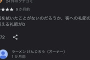 【悲報】ラーメン屋さん、客からの低評価レビューに暴言を吐いてしまう・・・