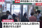女性保安検査員「これナイフですよね」男性客「これはええねん」検査員「はえ～」