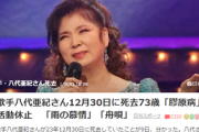 【速報】歌手の八代亜紀さん（73）死去　病名も判明