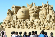 【悲報】砂像アート展、雨で砂像のほぼ全てが崩れ落ちたため中止にｗｗｗｗｗｗ