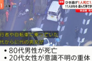 東京･足立区でひき逃げ､12人死傷 80代男性死亡 20代女性が意識不明の重体 逃げた男は自宅で確保