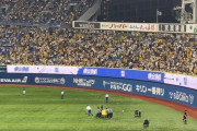 【悲報】阪神ファンさん、スタンドにゴミを投げまくるwwwwwwwww