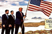 トランプ大統領、グリーンランドに星条旗を立てる自身の画像を投稿