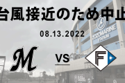 本日のロッテ対日本ハム戦は台風接近のため中止