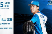 北山亘基 5月15日の西武戦 予告先発！ 13:00～