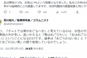 内閣府の調査で「デートでは男がおごるべき」論争は弱者男性と弱者女性がやってると判明した