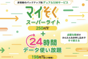 【朗報】mineo、マイそくの専用オプション「24時間データ使い放題」を198円に値下げ