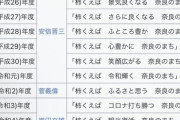 安倍晋三「柿くえば　令和輝く　奈良のまち」